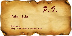 Puhr Ida névjegykártya
